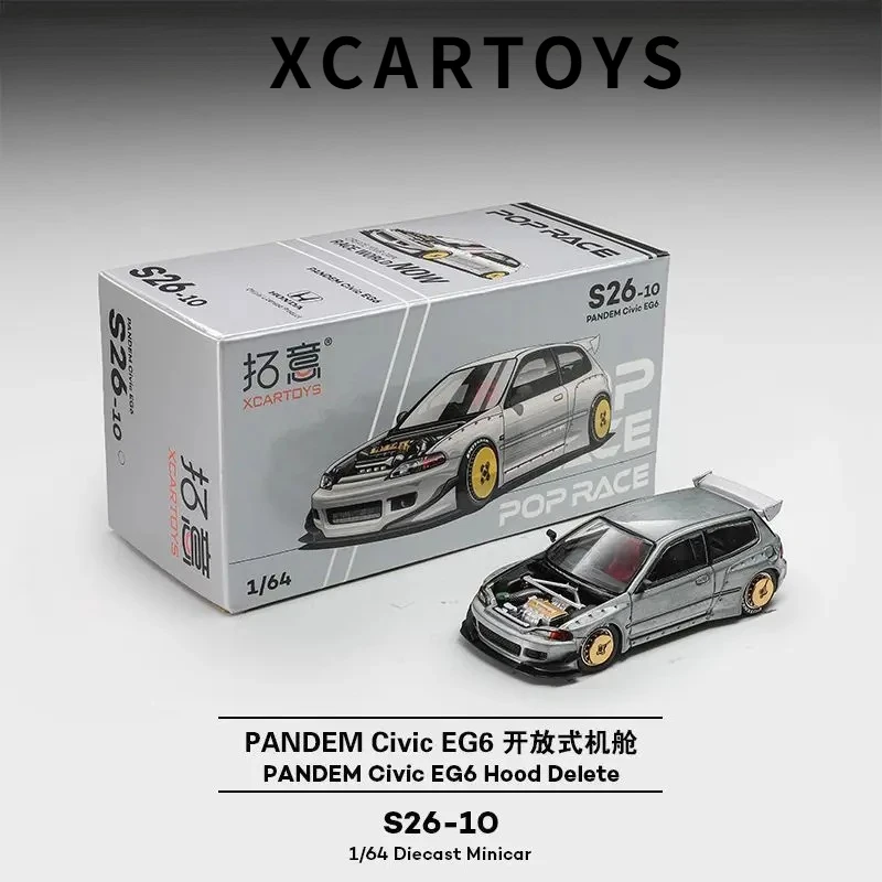 XCARTOYS 1 64 Scale Honda Civic EG6 Open Engine Bay PANDEM S26 10 Diecast Alloy Car Model Collection