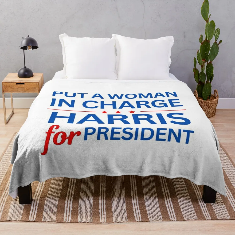 

Put A Woman In Charge Kamala Harris For President Throw Blanket for sofa Picnic Blankets