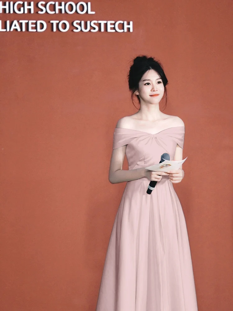 

Bridesmaid One Shoulder Dress Small Size Summer New 2025 Daily Wear Wedding Reception Suit Casual Outfit for Bride Return Home