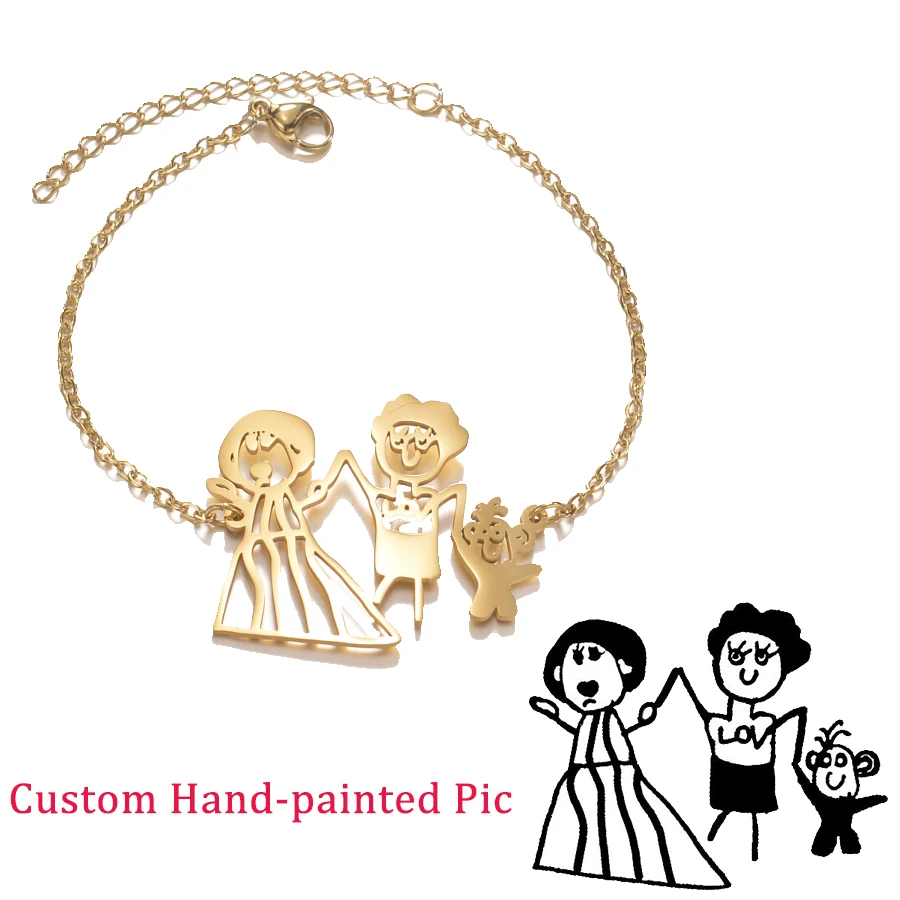 

Acheerup Personalized Kids Hand-Painted Pic Bracelet for Women Stainless Steel Customized Logo Hand Chain Jewelry Birthday Gift