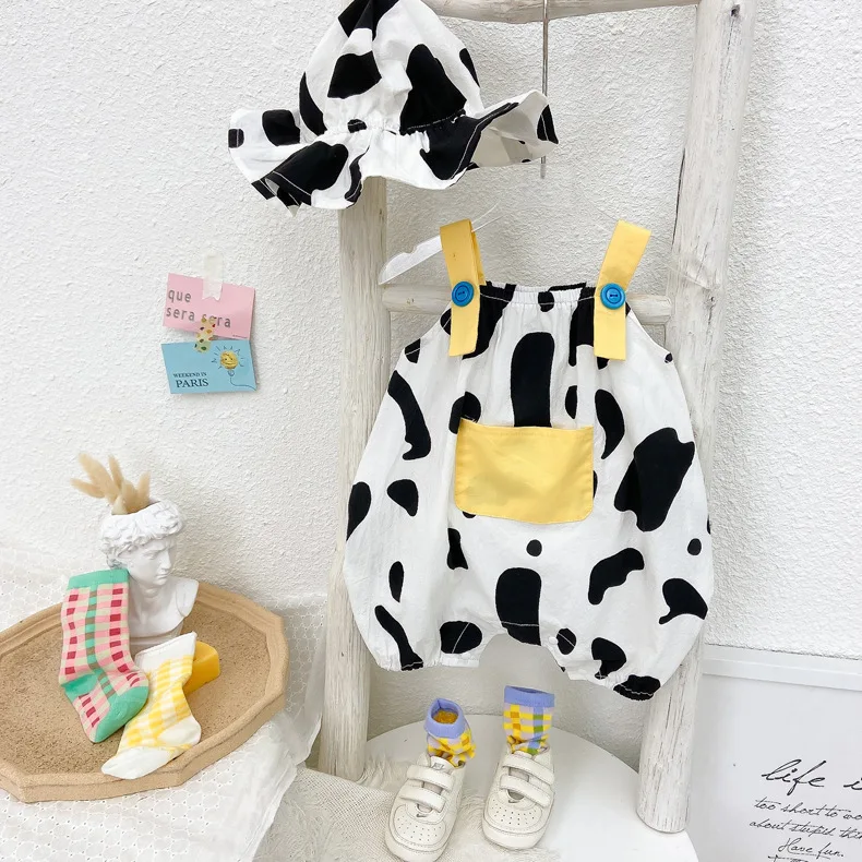 

Летний комплект для малышей: тонкий, из чистого хлопка, на бретельках, для новорожденных мальчиков и девочек, дышащий, комфортный, мягкий.