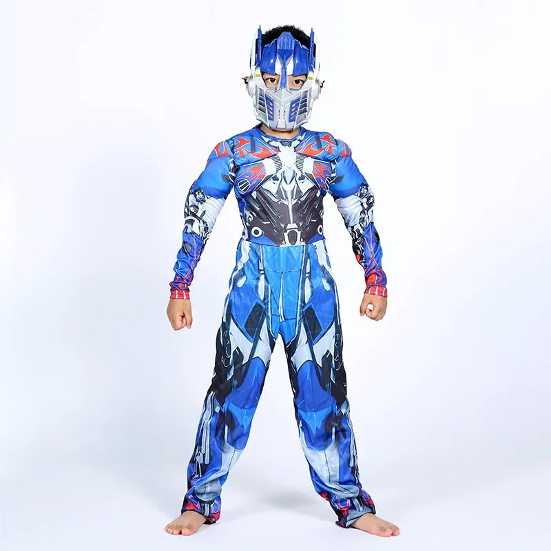 Optimus Prime Bumble Muscle Jumpsuits  Mask Halloween Costume for Kids Boys Girl The Transformers Movies Carnival Disfraz Mujer