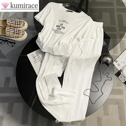 Fashion Sports and Leisure Suit for Women's Summer 2025 New Loose Short Sleeved Solid Color Popular Wide Leg Pants Two-piece Set