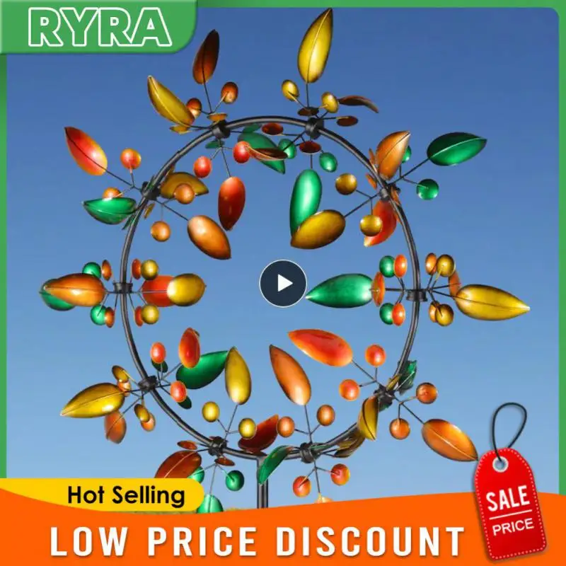 Garden Decoration Rainbow Color Wind Chimes Leaves Wind Chimes Personality Creative Windmill Ornaments Metal Crafts For Kids