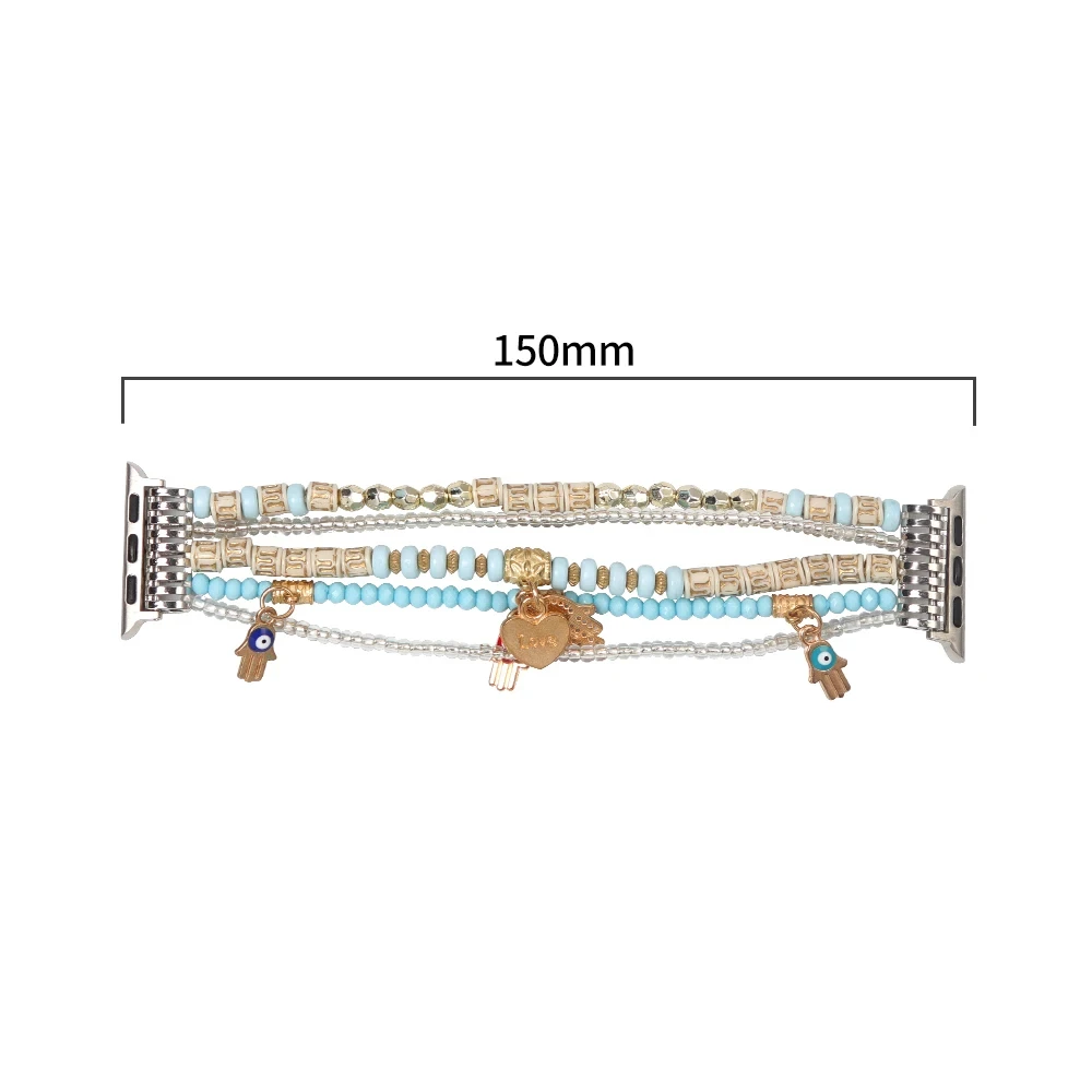 Resin Colorful Beaded Bohemian Strap for Apple Watch Band 49mm 45mm 46 41 40 44mm Elastic Bracelet iWatch Ultra 10 9 8 7 6 SE 54