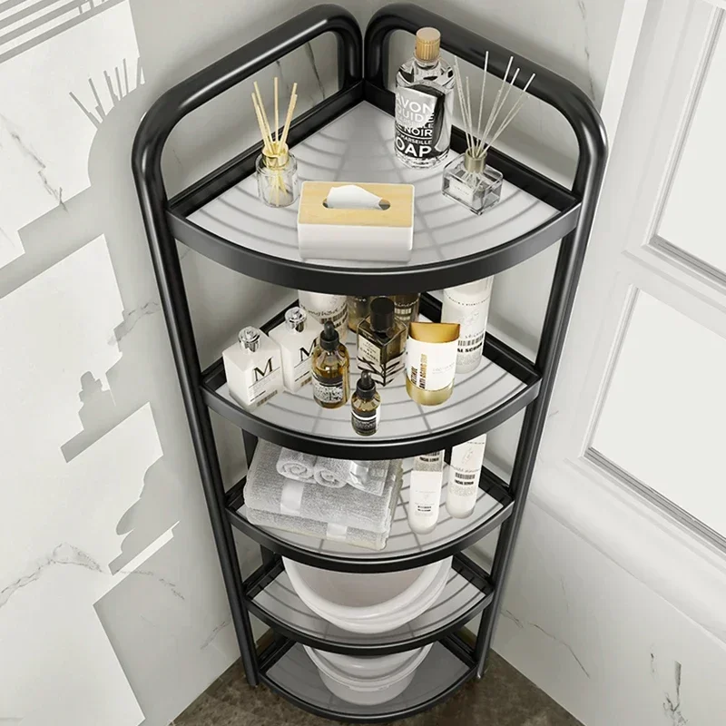 Simple Bathroom Organizer Floor-Standing Corner Rack Modern Kitchen  Seasoning Shelf Space-Saving Corner Unit