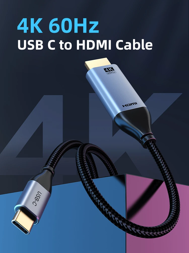 CABLETIME Kabel USB C do HDMI 4K 60Hz Thunderbolt 3 Type C HDMI do Samsung Huawei MacBook Pro Air iPhone 17 16 C do HDMI — zdjęcie produktu 7