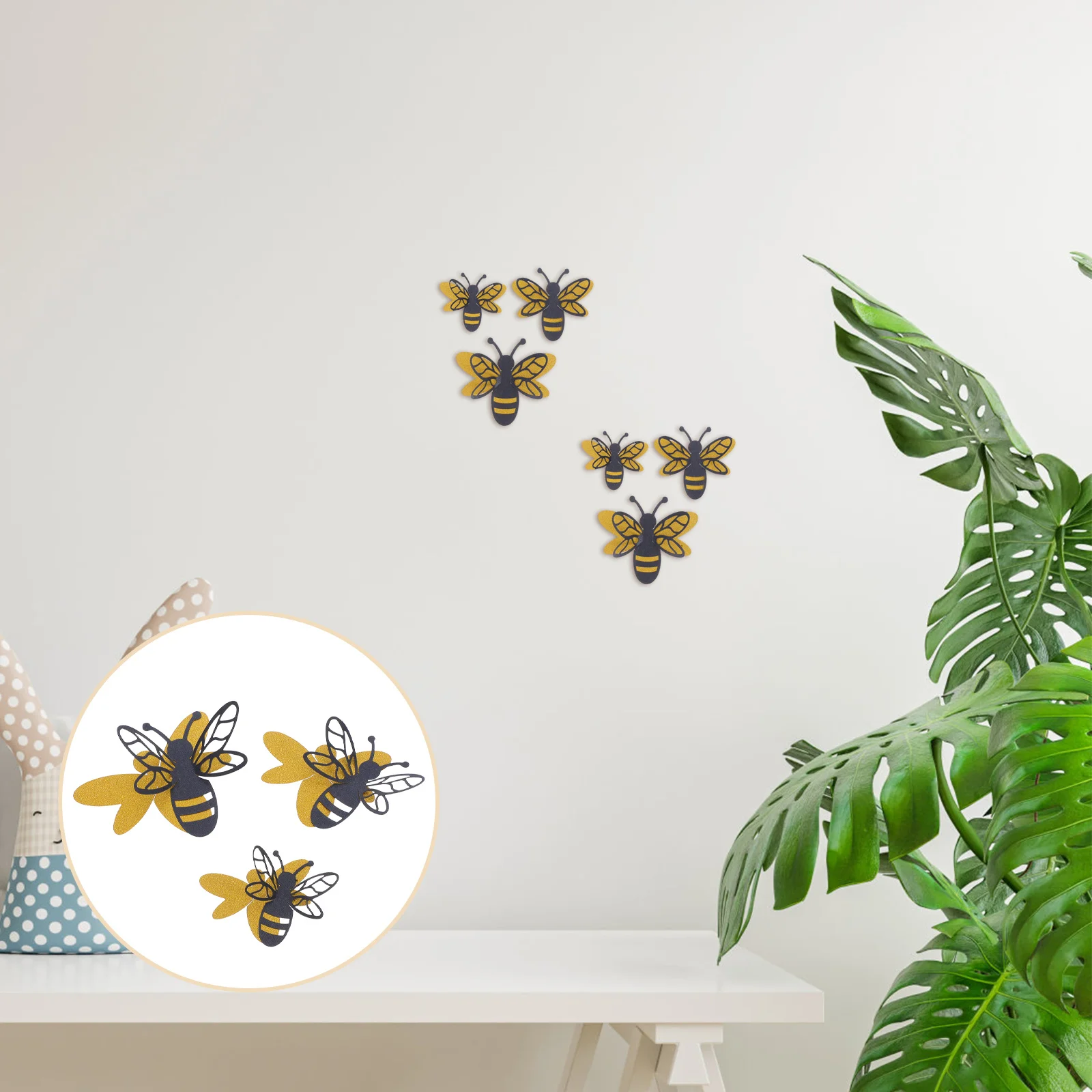 

1 Set 3D Bee Stickers Removable Double Layer Bees Wall Decals For Home Decor Bedroom Diy Wall Art Decorative 3D Bees Murals