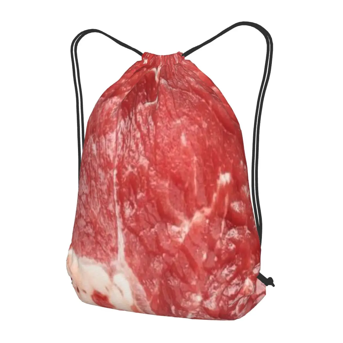 

Raw Meat Steak Beef Backpacks Fashion Drawstring Bags Storage Bag Book Bags for Man Woman School