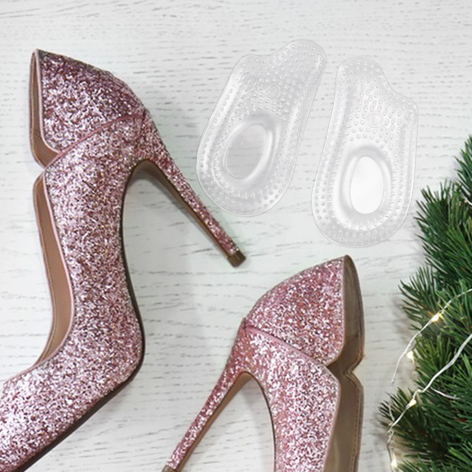 

4 Pcs Silicone Heel Pad Forefoot Insert Cushion Pads Damping Transparent Gel Support Inserts Women