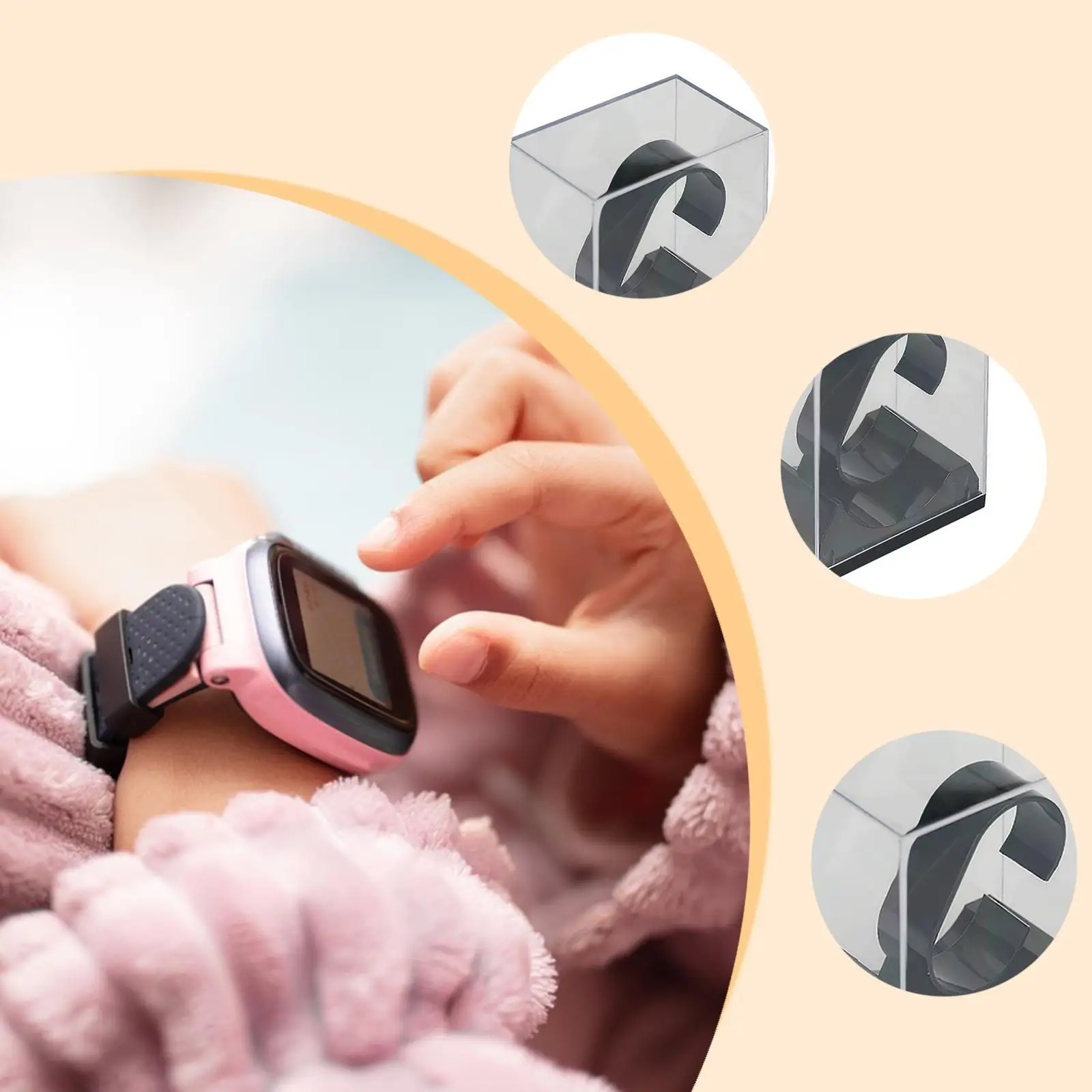 Étui de rangement transparent pour montres d'enfants, 5 pièces, 7.4x5x8.8cm, accessoires, construction robuste, organisateurs de montres légers et compacts