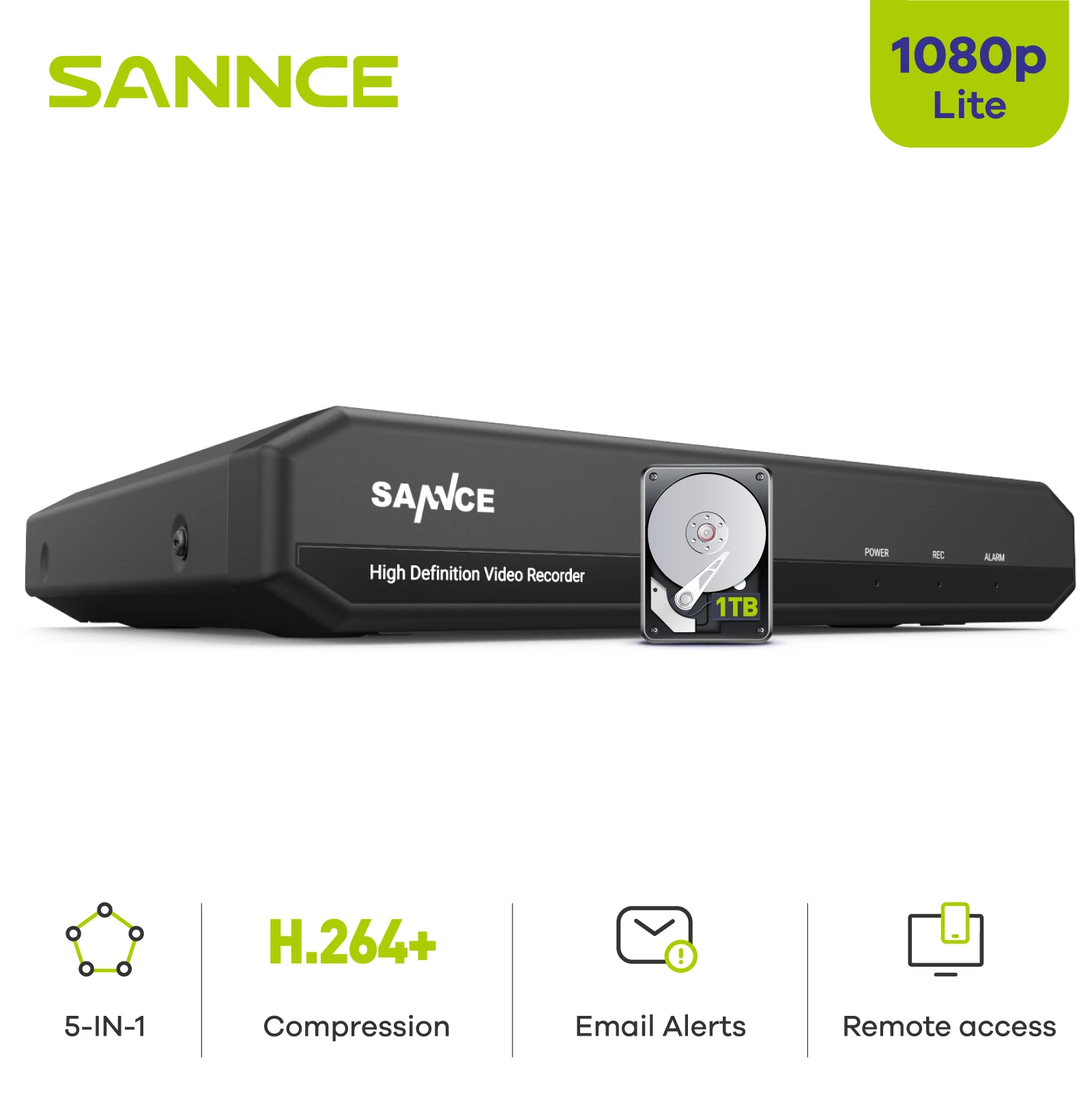 

SANNCE 4-канальный 8-канальный TVI DVR AHD 5-в-1 1080N CCTV DVR 4CH 8CH мини Гибридный DVR Поддержка аналоговая/AHD камера