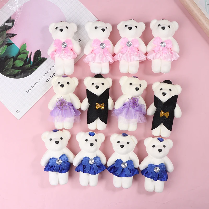 

10Pcs Party Decor 12cm Bear Flower Bouquet Toy Cartoon Doll Bouquet Graduation Birthday Wedding Gifts