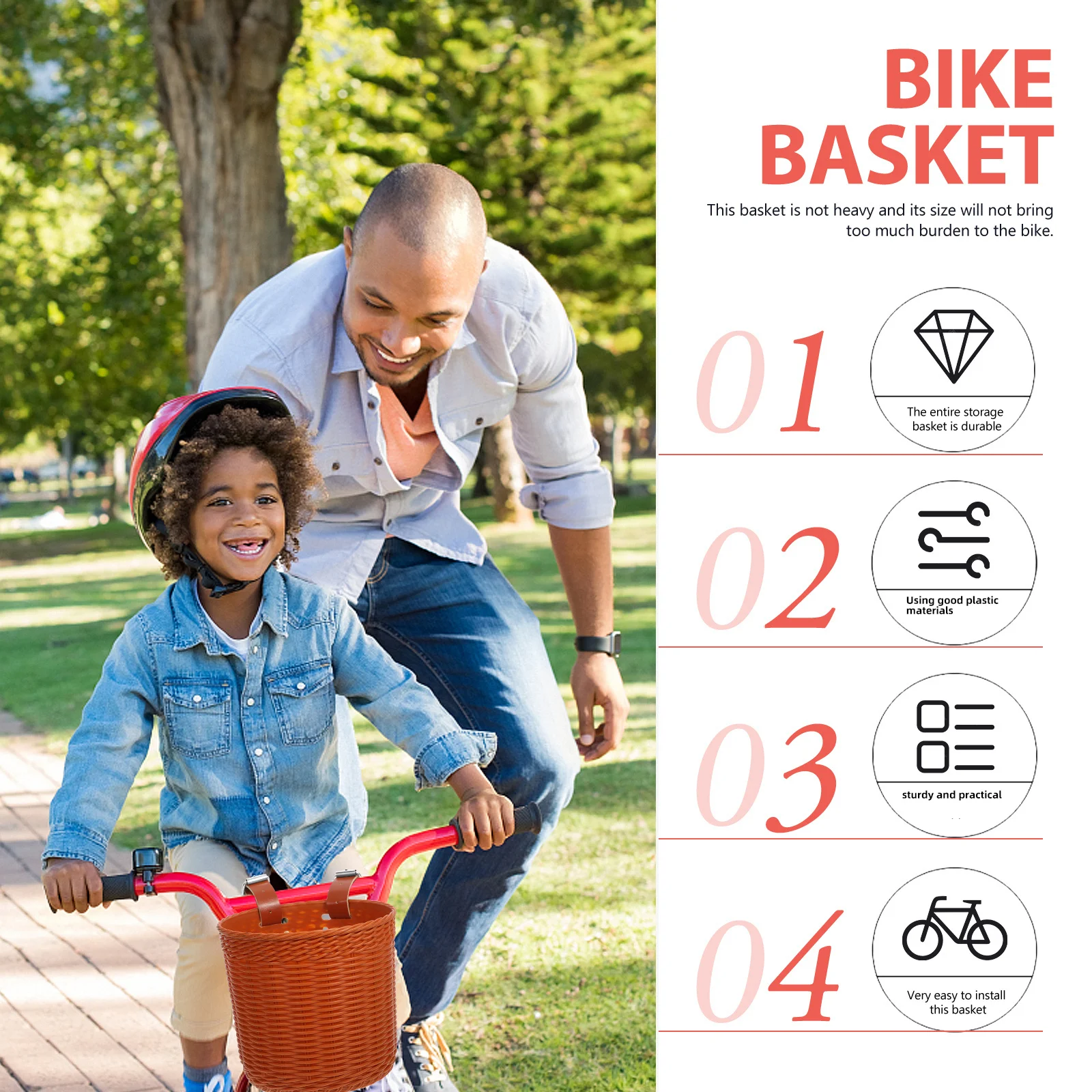 

Bicycle Front Large Capacity Detachable Bike Handlebar Basket For Vegetables School Bags Sturdy Woven Front Basket For