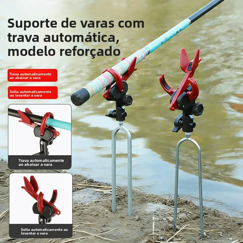 Suporte de Vara de Pesca com Trava Automática para Varas Longas, de Isca, de Mão, Reforçado e Super Resistente, para Caixa de...