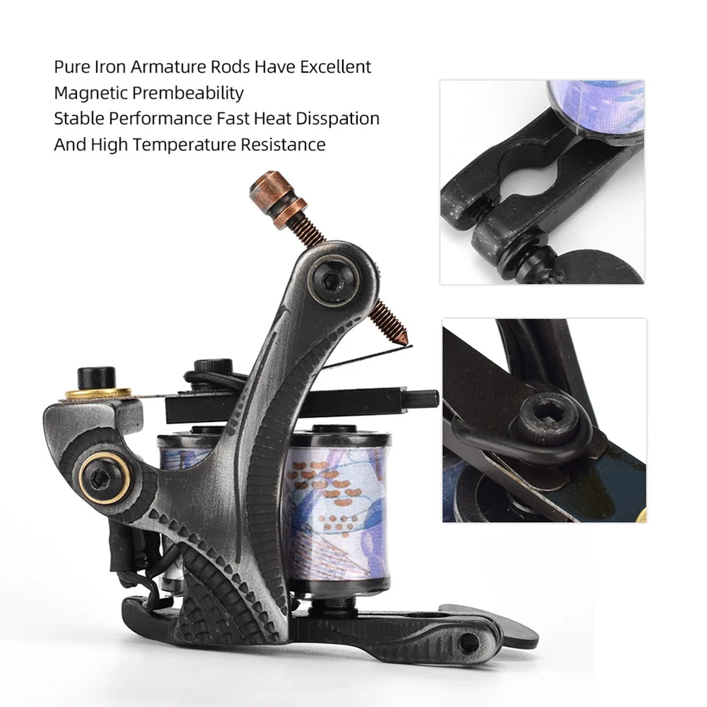 

Liner Shader Machine 10 Coils Tool Body Art Tattoo Equipment Lightweight Long Working Time Black