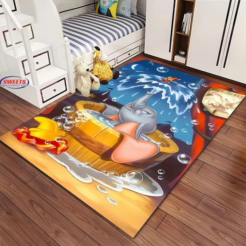 3D Disney Dumbo Area Carpet, Living Room and Bedroom Household Items, Children's Room Sofa Mat, Doormat Floor Anti-slip Rug,Gift