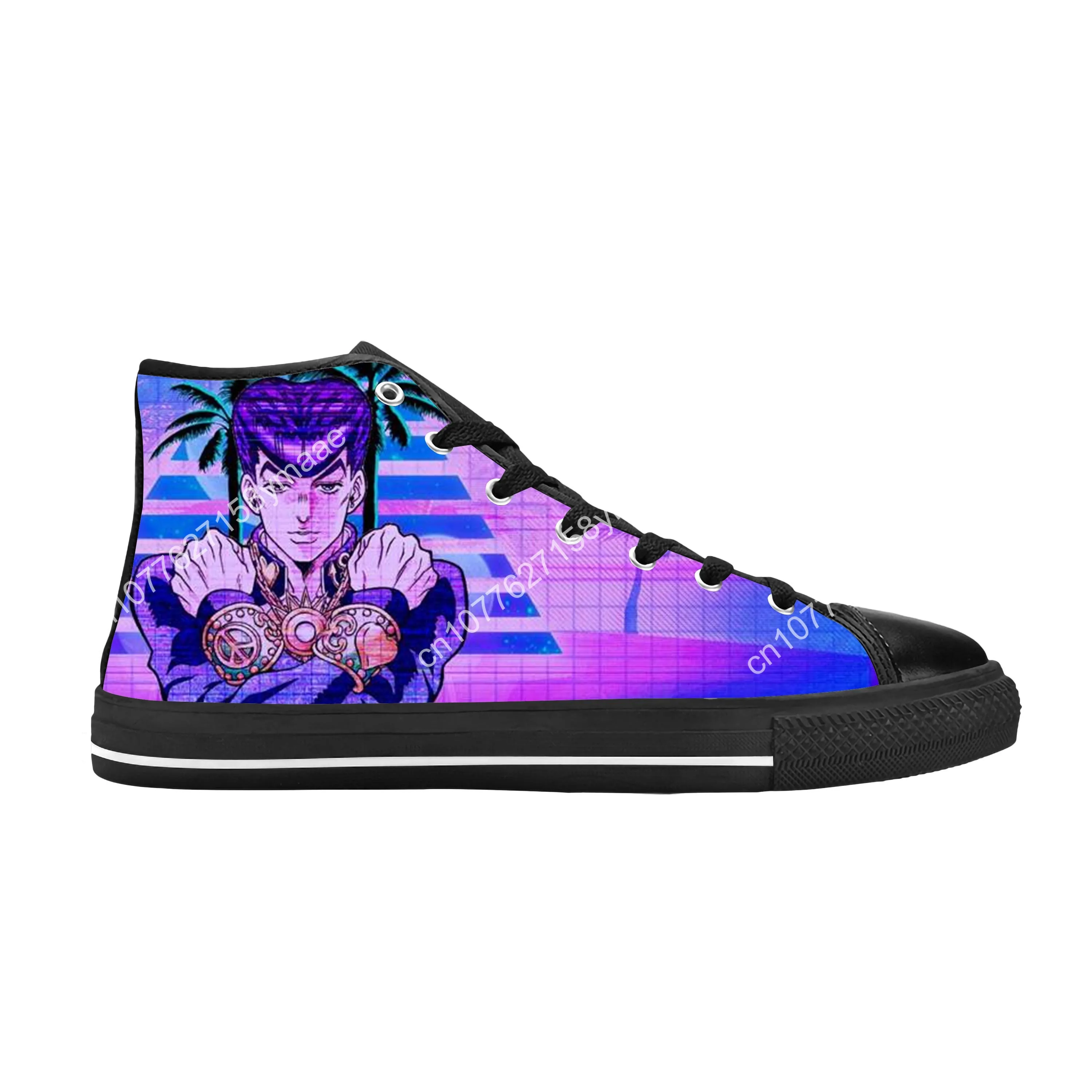 Anime Jojo Bizarre Adventure Higashikata Josuke Casual Cloth Shoes High Top Comfortable Breathable 3D Print Men Women Sneakers