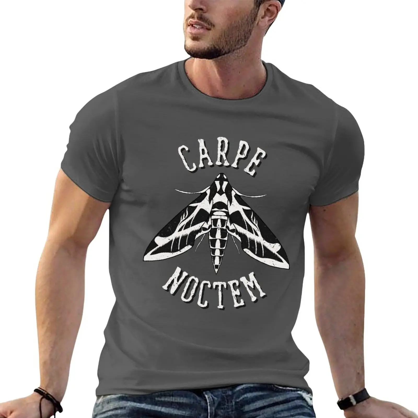 New Carpe Noctem Moth Drawing - Seize the Night - Banded Sphinx Moth T-Shirt graphic t shirts mens clothes