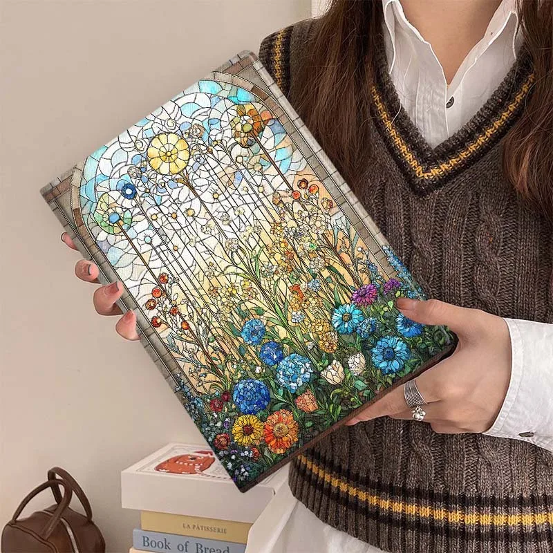 Stained Glass Flower For Xiaomi Redmi Mi Pad 6s 7 7s SE Pro 2 11 Plus Max 12.4 11 11.2 12.5 8.7 Protective Tablet Case