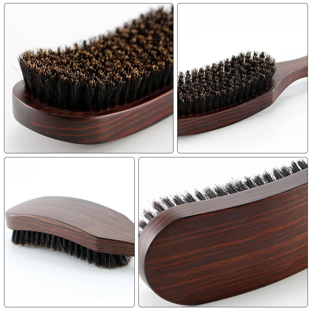 

Wooden Beard Brush Firm Bristles for Men Styling Thick Hair Healthy Grooming Tool Portable Curved Boar Bristle Barber Use
