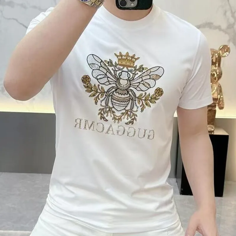 

Bee Tee Shirt Homme Short Sleeve Tshirt Summer Social Club Outfits Korean O-Neck Tide Tshirt Camiseta Slim Fit Tshirt For Men