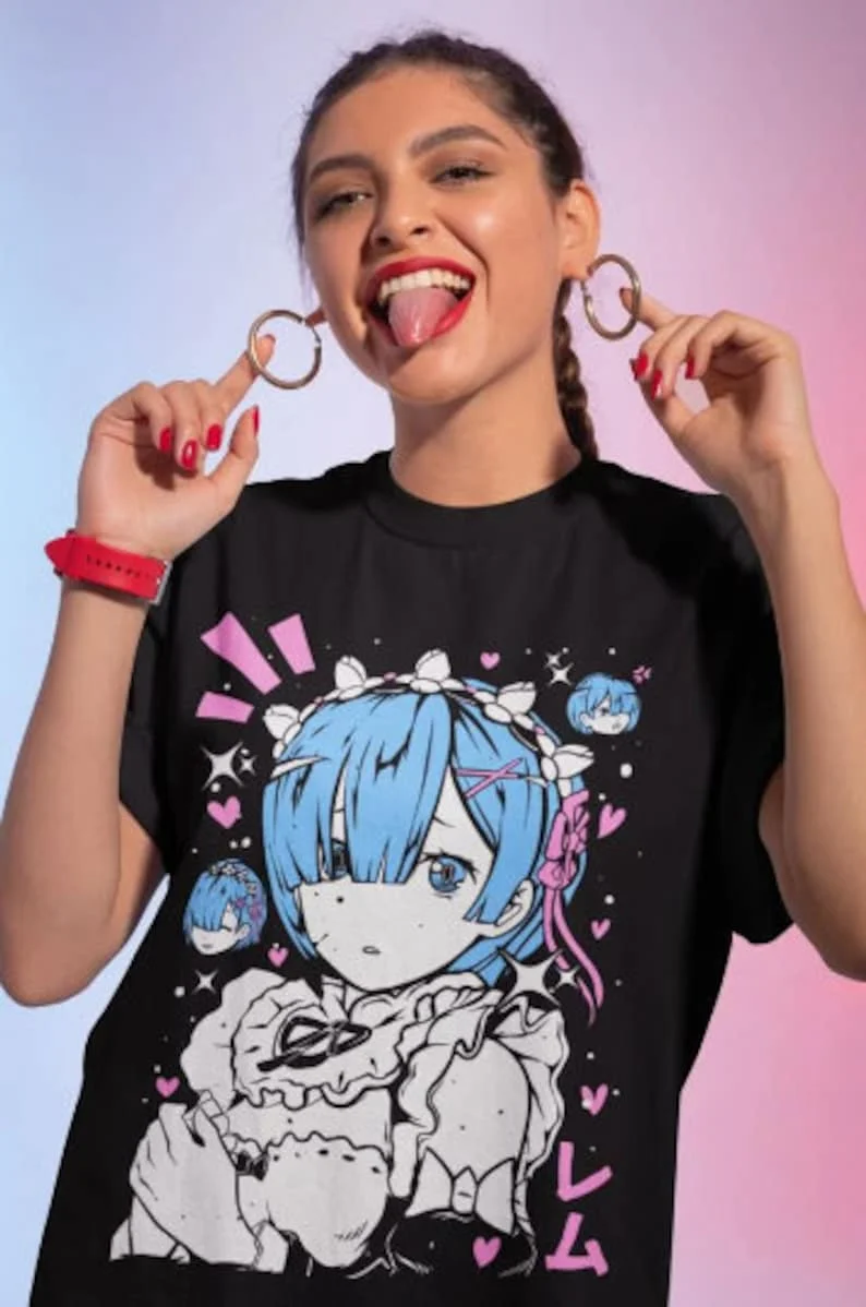 

Re:Zero Rem Ram Aesthetic Anime Vaporwave Unisex Jersey Short Sleeve Tee