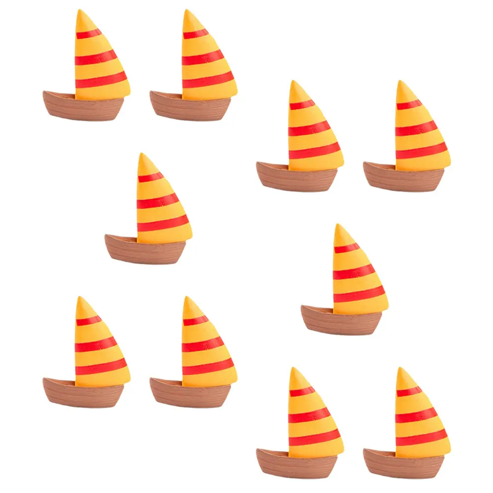

10 Pcs Sailboats Sailing Ship Decorative Ornaments Dining Table Mini Seaside Decorations
