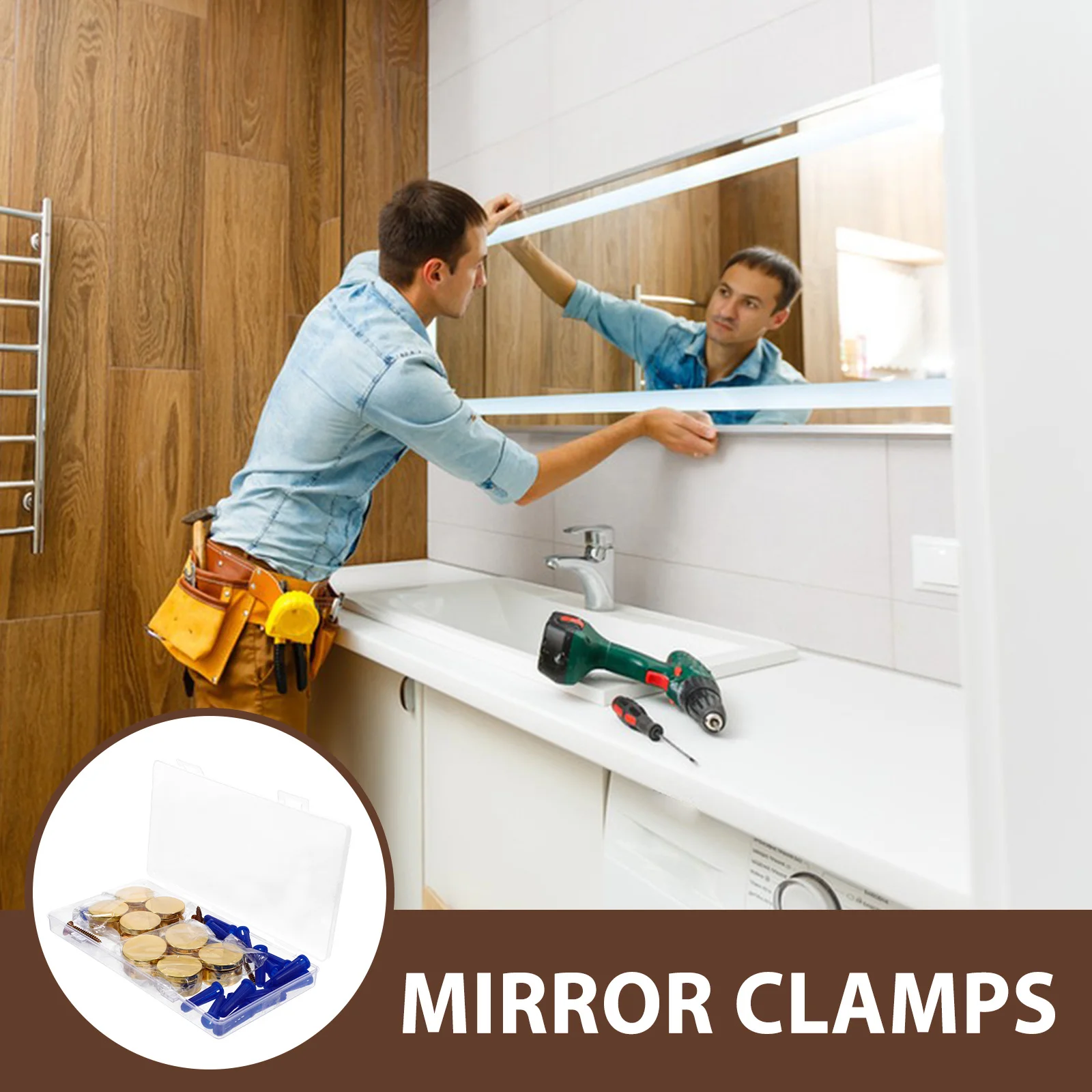 

8Pcs Mirror Brackets Glass Shelf Support Clips for Bathroom Dresser Wall Mounting Hardware Glass Shelf Clamp