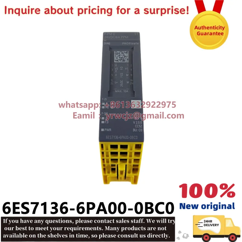6ES7136-6PA00-0BC0 SIMATIC ET200SP F-PM-E PPM PROFIsafe power module, 100% brand new original available now