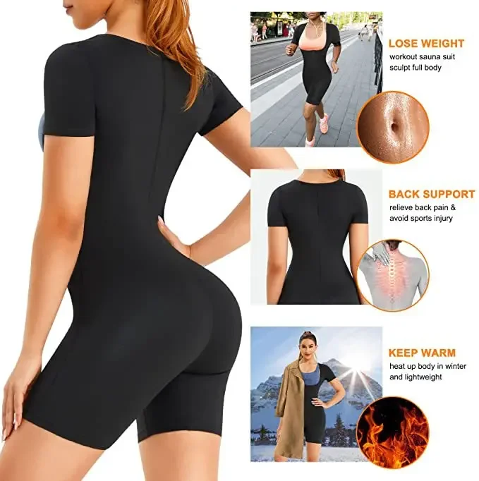 Women's Fitness Sports Sweat Suit Chest Lift onesie Body Tank Tie Waist Hip Lift Shapewear