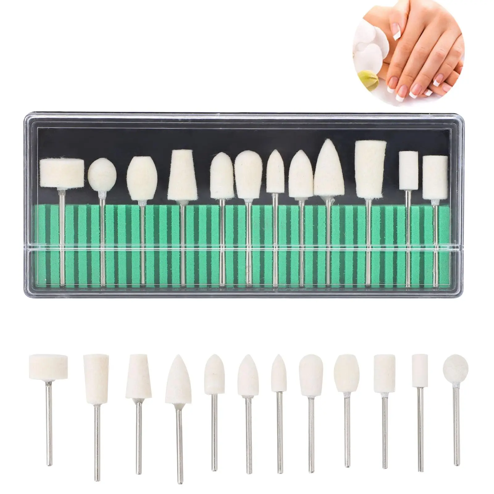 6/30 Stück Nagelkunst-Bohrer, Ersatz-Schleifpapierkopf-Set, Gel-Tipps, Schleif- und Polierwerkzeug, Zubehör für Pediküre-Maschinen – Detail 18