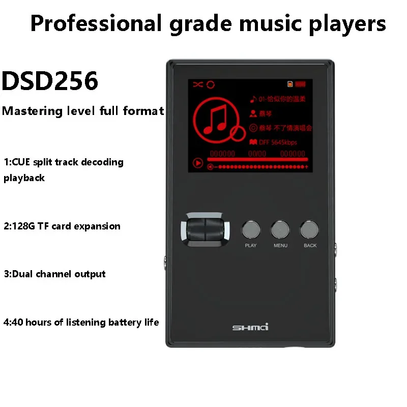 Profesjonalny bezstratny odtwarzacz muzyczny HIFI obsługa MP3 DSD256 24bit/192KHz dekodowanie CUE odtwarzanie Walkman regulacja EQ