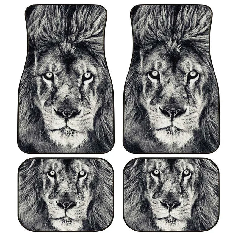 Gift For Dad Coolest Gray Lion Car Floor Mats Custom Car Accessories Gift Idea For Dad 4PCs Pack