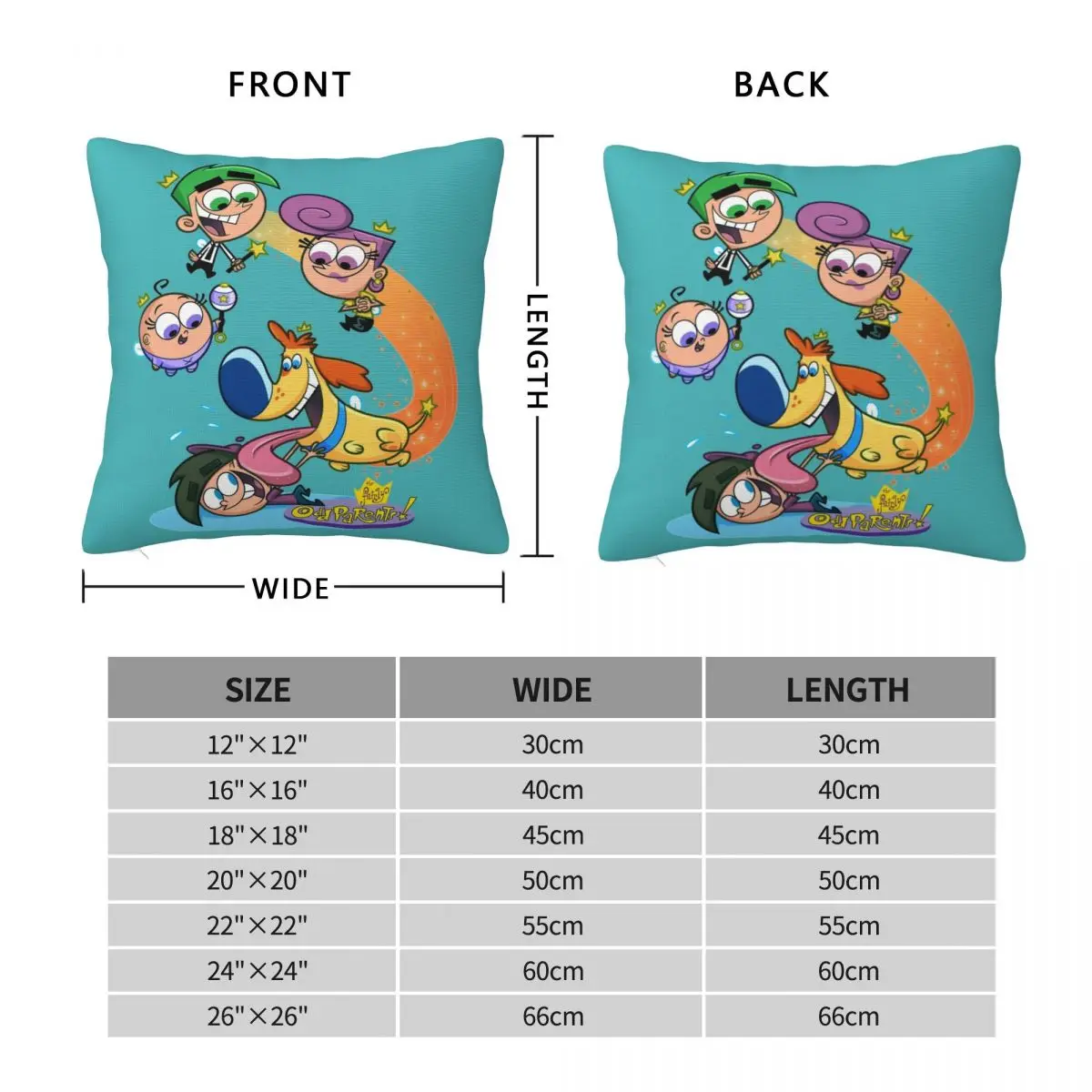 غطاء وسادة مربع من The Fairly OddParents غطاء وسادة رمي وسادة لغرفة المعيشة في الأريكة المنزلية #3