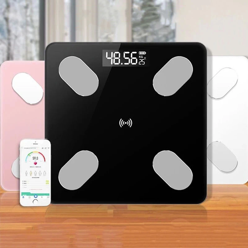 Electronic Solar Power Scale Bluetooth Weight Scale Smart Body Fat Scale Weighting Scale LED Connected Phone Analyzer