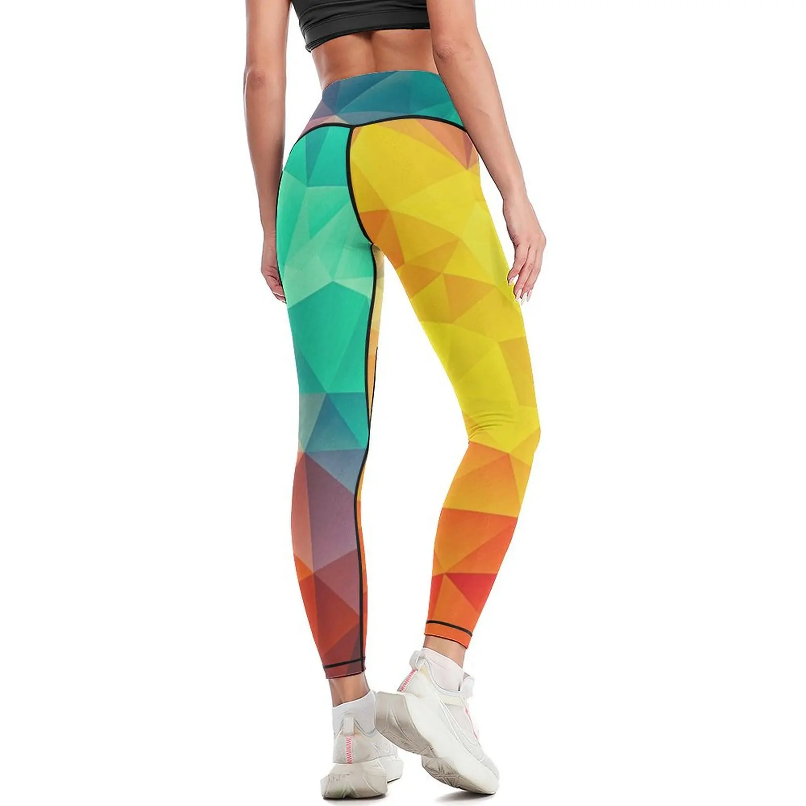 Abstrak Multi Warna Cubizm lukisan legging olahraga untuk gym pakaian olahraga wanita gym legging wanita