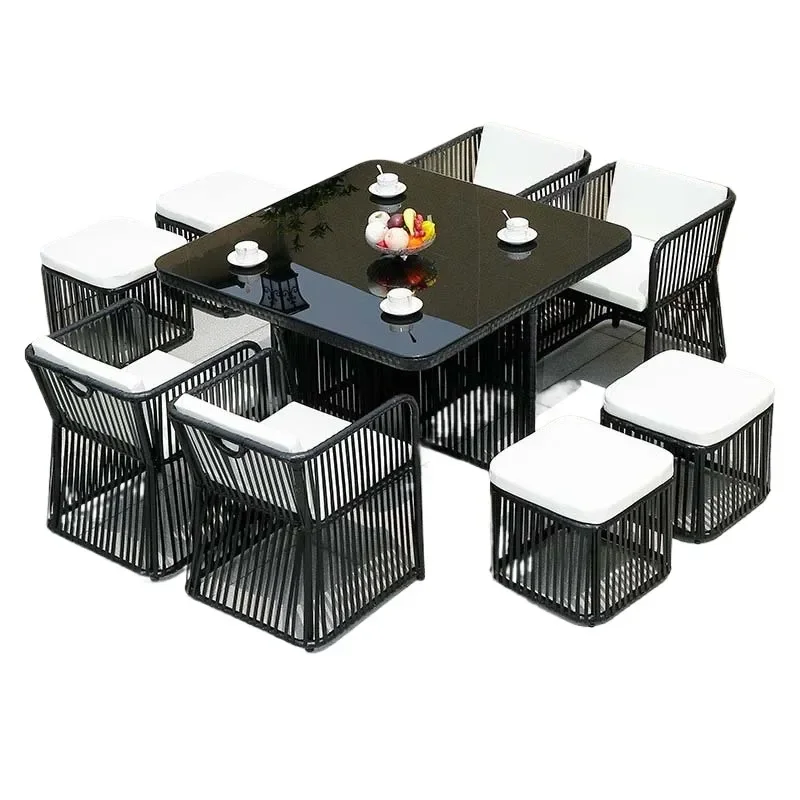 for Balcony Rattan Table and Chair 3 Piece Set Simple Modern Combination Leisure Terrace Outdoor Courtyard Garden Furniture