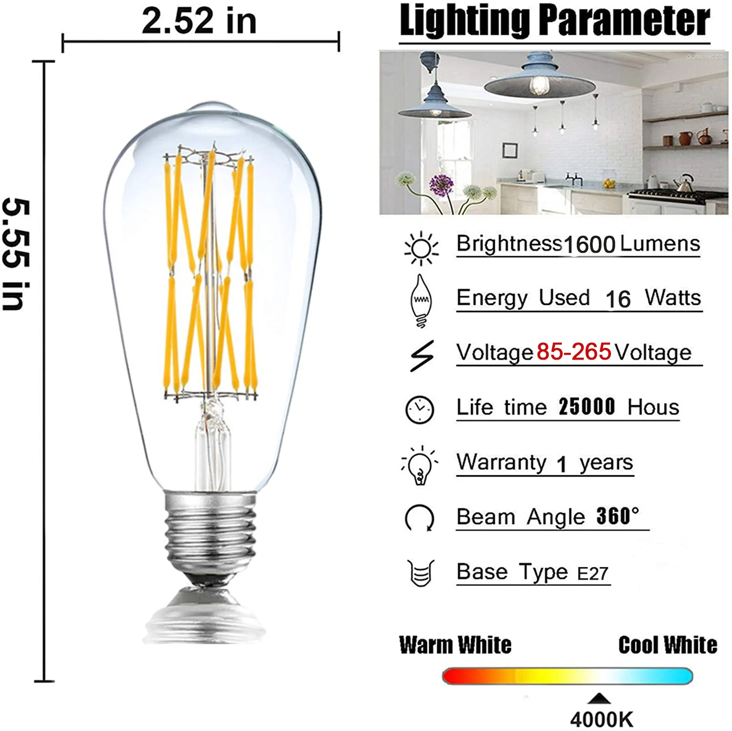 ST64 12W 16W Edison LED lampa żarówka z żarnikiem 85-265V E27 Vintage antyczna Retro Edison ampułka zastępuje 160W żarówka Deco