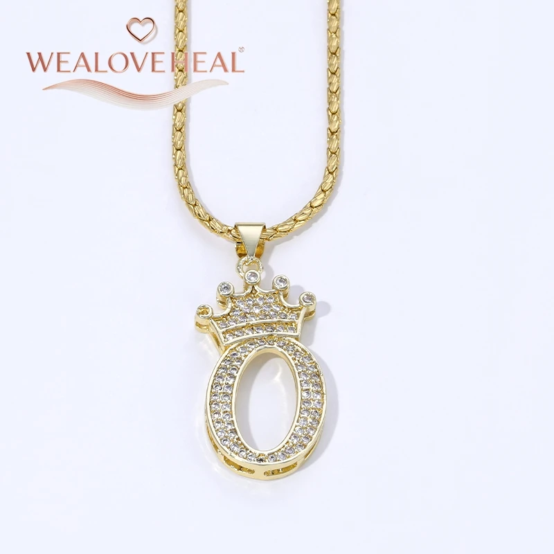 18K Vergoldete A-Z Kronen-Initial-Halskette, Iced Out CZ 26 Buchstaben-Anhänger-Kette, Personalisierter Hip-Hop-Schmuck Geschenk für Ihn und Sie – Detail 33