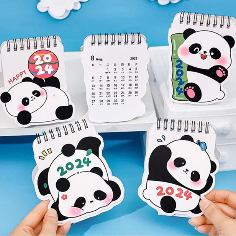 

12 pcs/lot Kawaii Mini Panda 2024 Desk Calendar Cute Daily Weekly Memo Pad Calendar Office School Supplies Stationery GIft