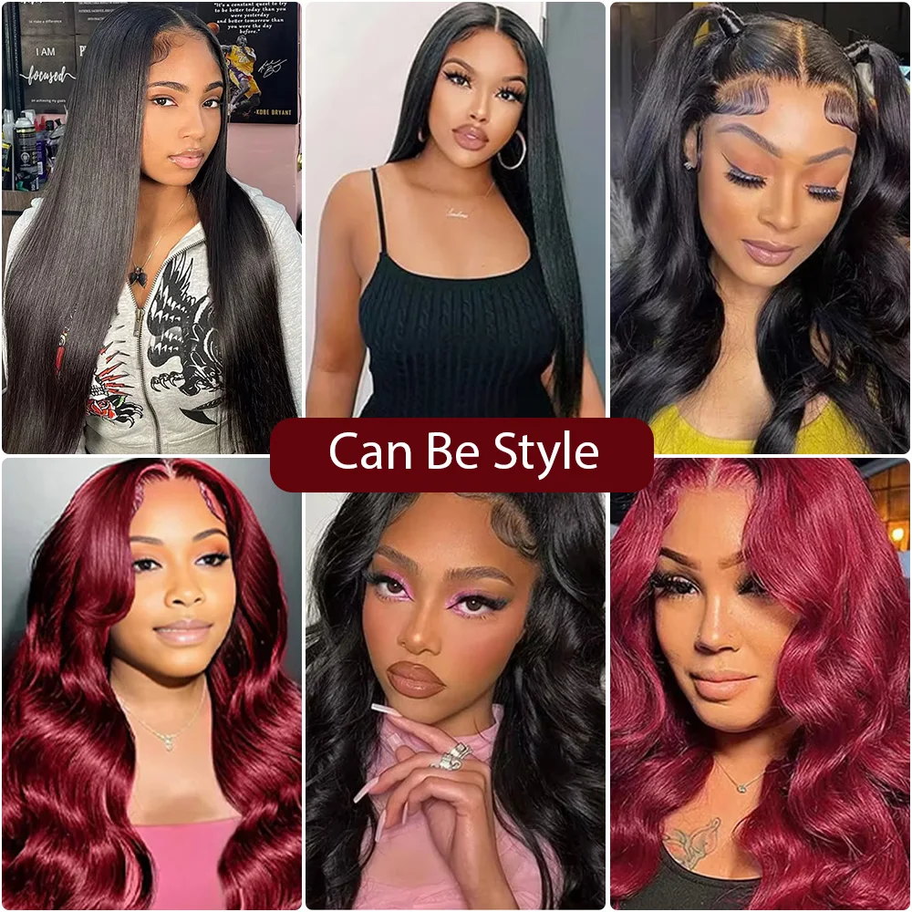 Bone Straight 13x6 Lace Front Human Hair 13x4 HD Transparent Lace Frontal Wig 36 38 Inches 5x5 Glueless Closure Wigs Pre Plucked image 3