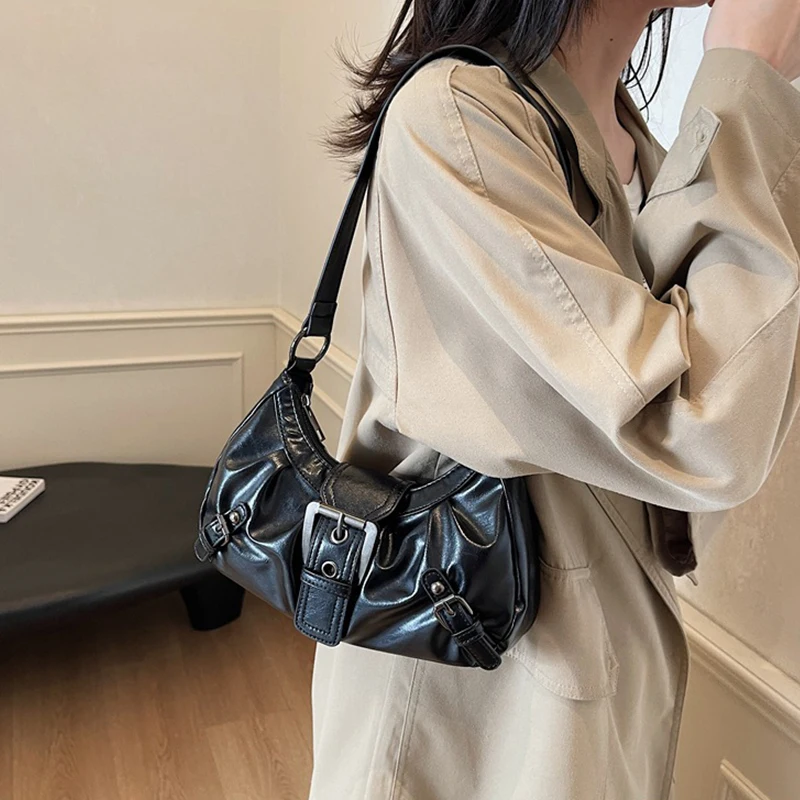 Y2K Retro Plissierte Hobo-Schultertasche für Damen, Trendige Maillard-Style Unterarmtasche, Clutch-Handtaschen für Reisen, Arbeit und Shopping – Detail 6
