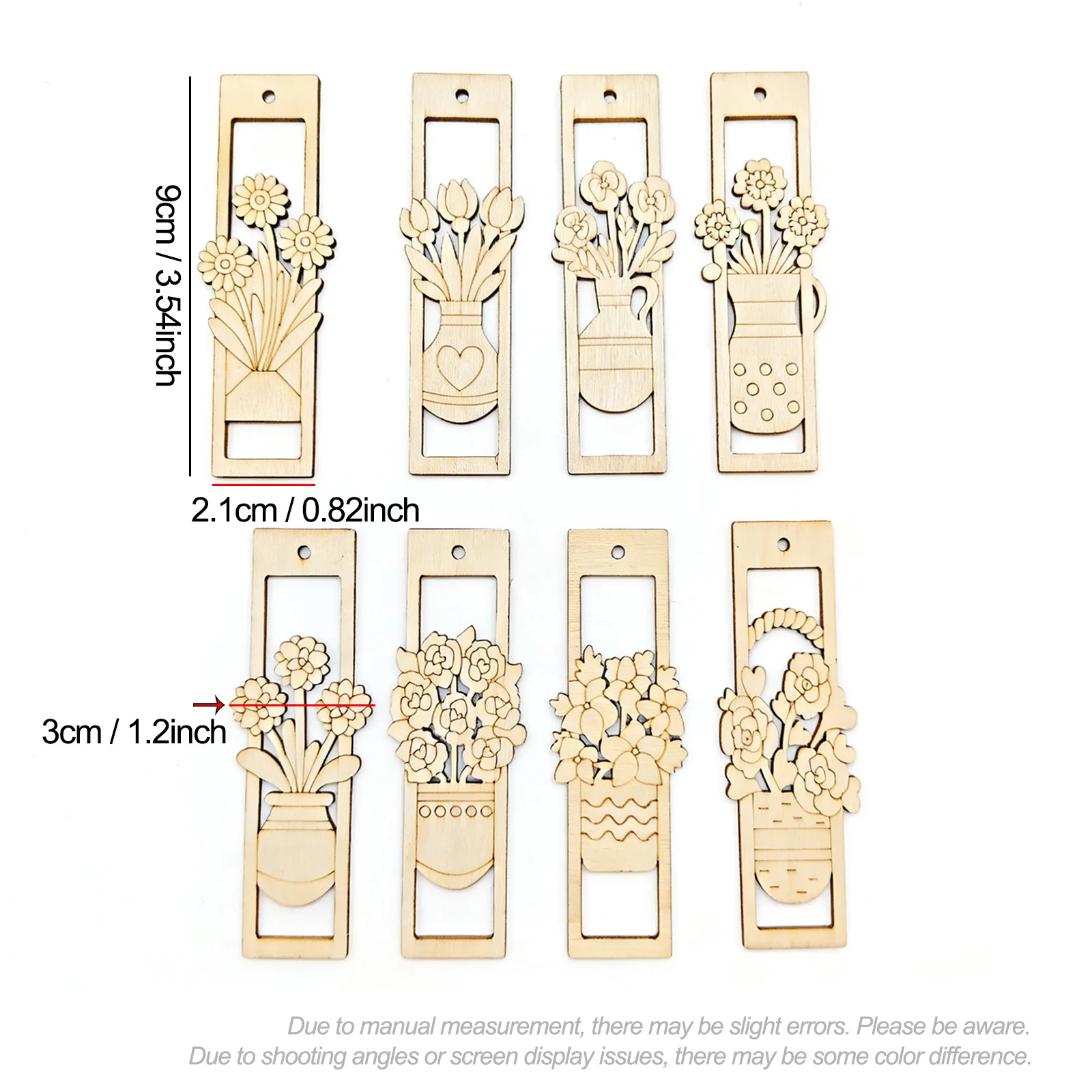 32pcs Wooden Flower Bookmark Blank Kit with 16 Blank Bookmarks & 16 Tassel for Painting and Crafts,Perfect Creative Gift