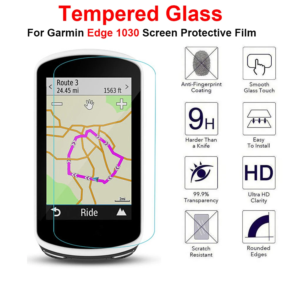 2Pcs 0.3mm 9H 2.5D Premium Tempered Glass Screen Protector for Garmin Edge 1030 Protective Film Explosion-Proof Scratch-Proof