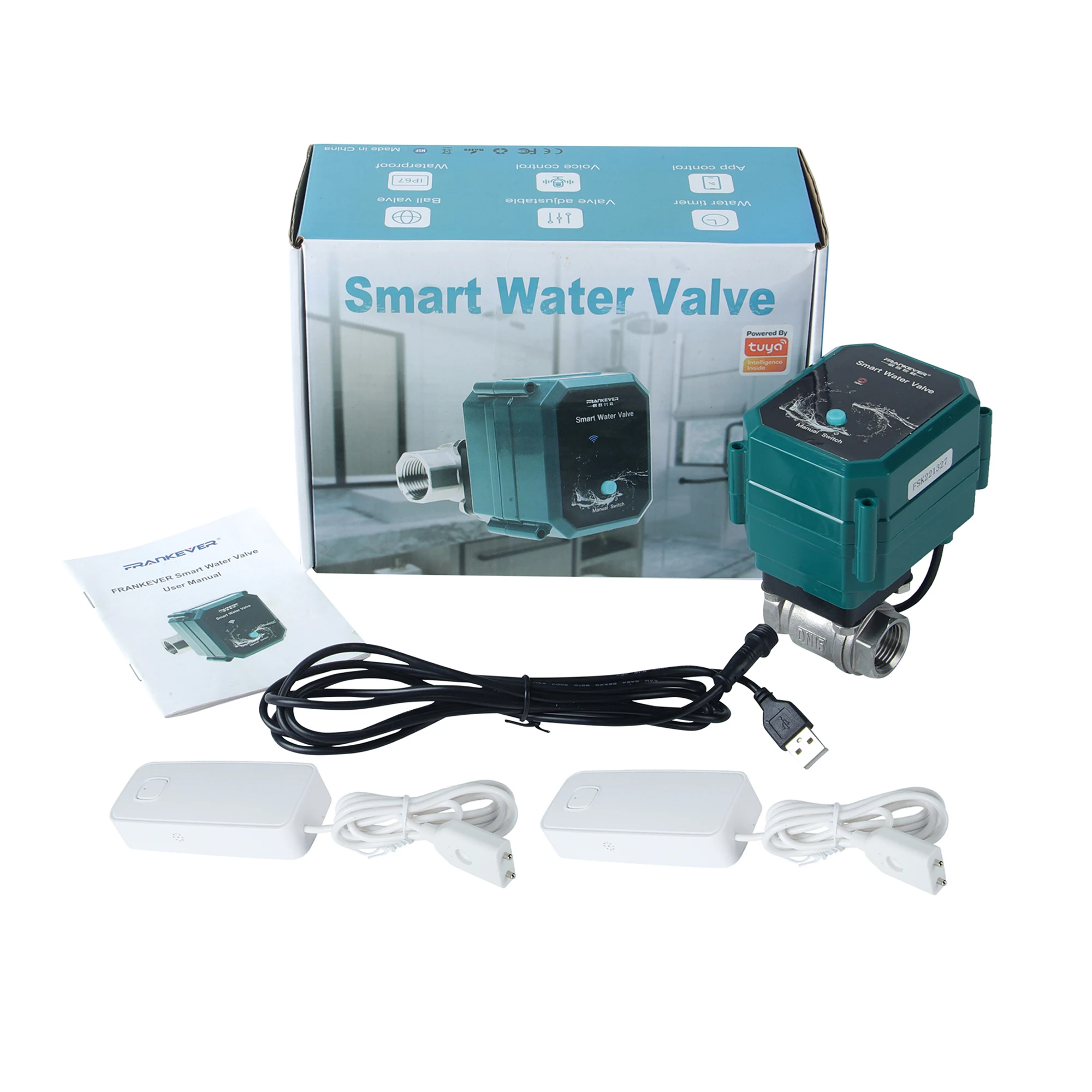 Wifi Water Leak Detector - Tuya WLAN-Wasserleckdetektor 1 Stück Magnetventil DN15-40
