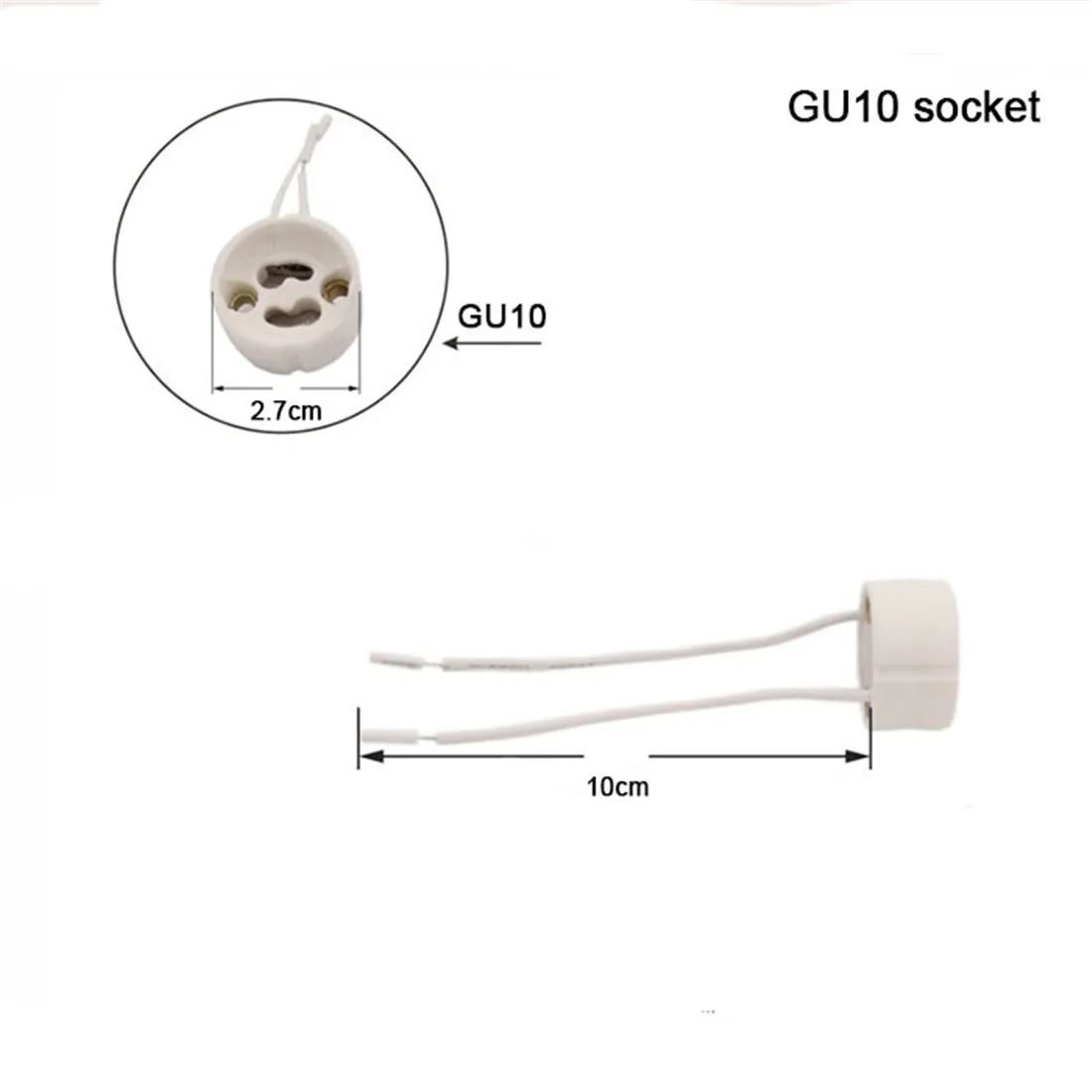 1/5/10/20/50pcs Pack GU10 Base Socket Ceramic Lamp Holder and Silicon Wire Connector, GU10 Halogen Bulb Holder