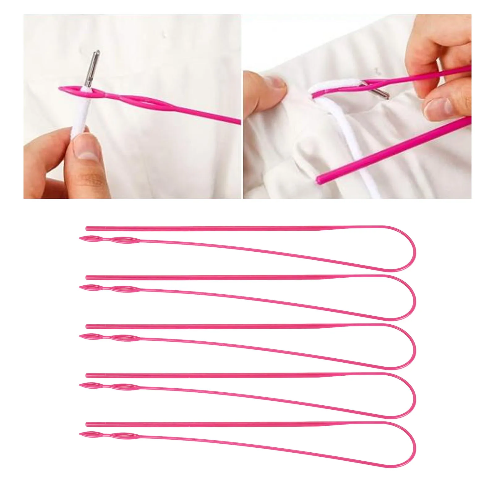 10pcs Plastic Flexible Drawstring Threaders DIY Easy Threader Drawstring Replacement Tool Threader Tools For String Rose Red