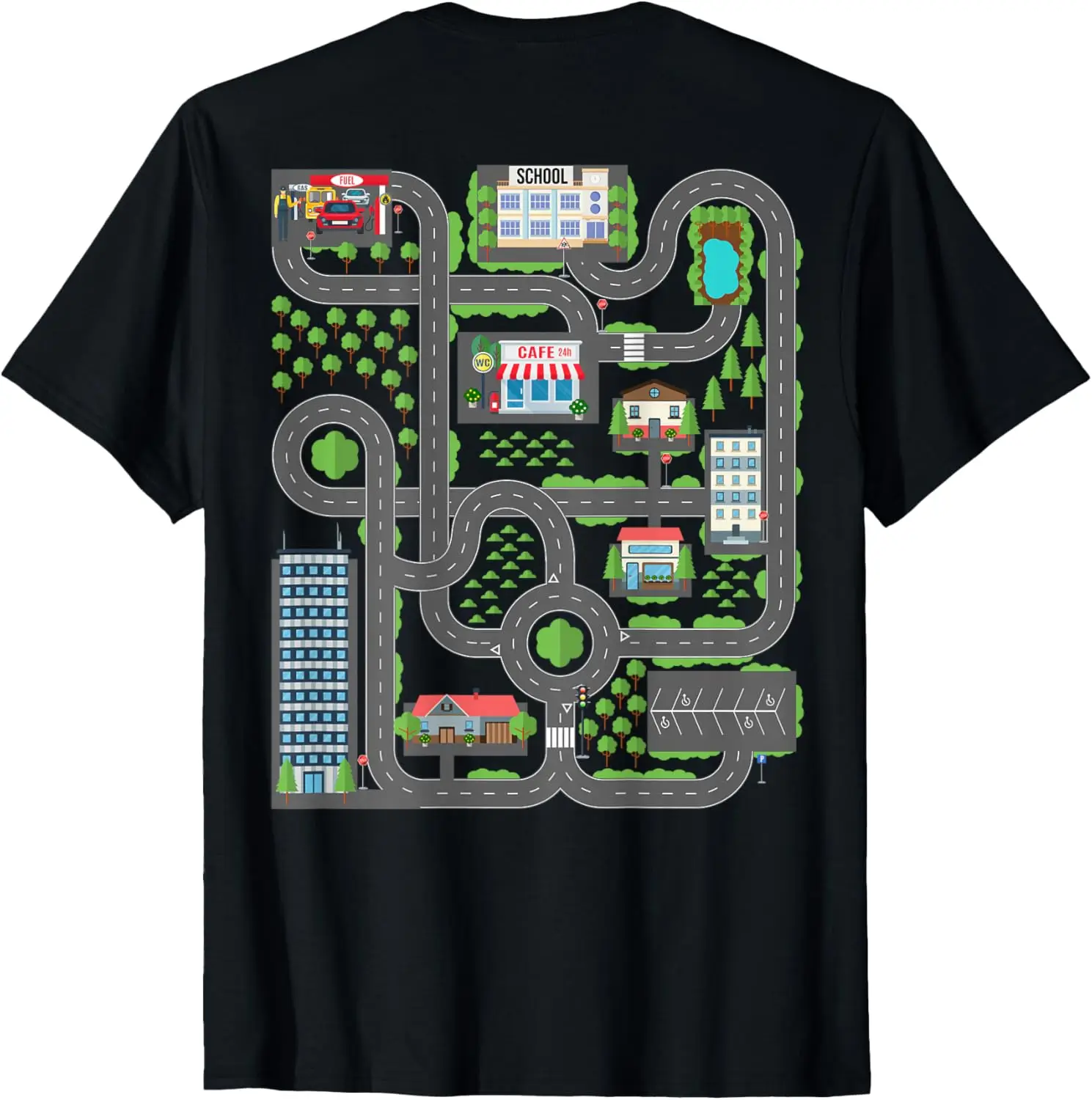 Kid Play Cars On Dad Back Race Track Mat Fathers Day T-Shirt