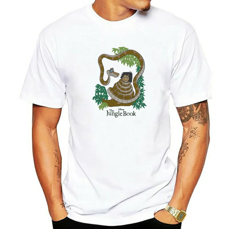 The Jungle Book Mens T-Shirt - Mowgli Wrapped by Cartoon Kaa Image